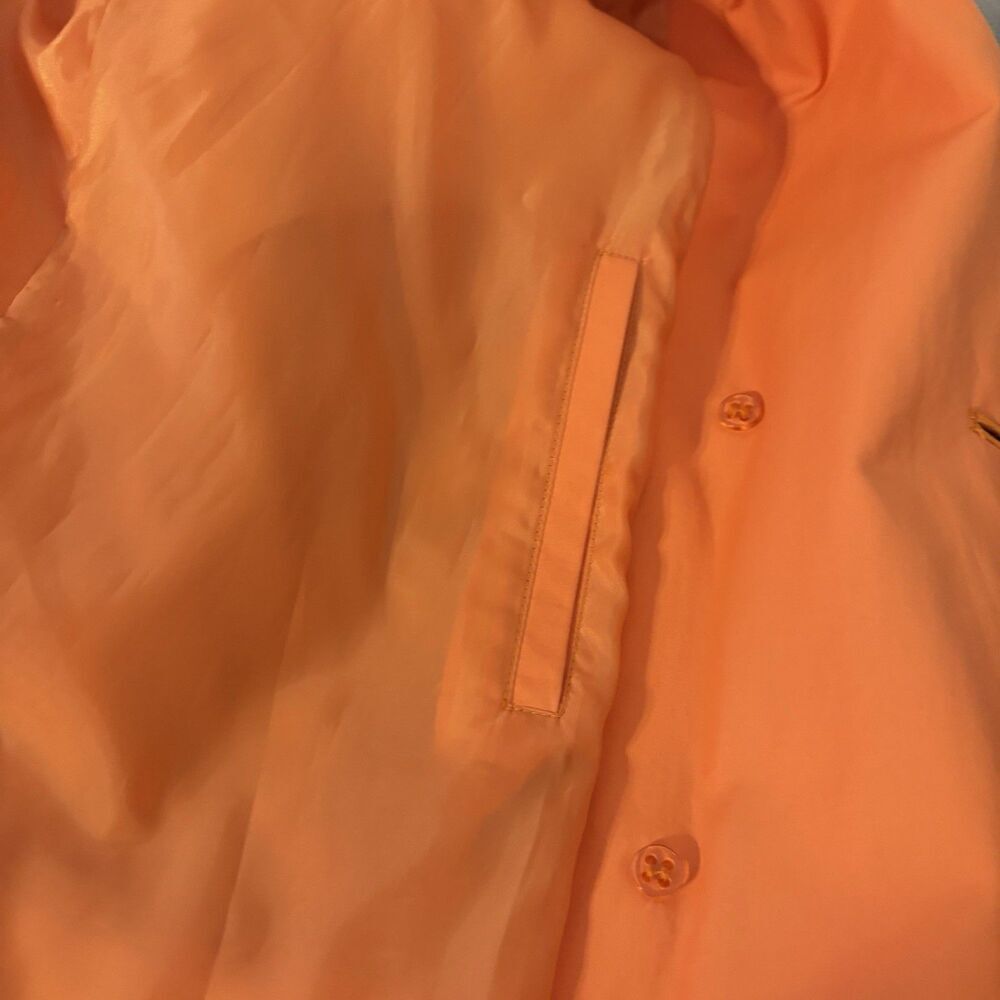VTG Talbots Orange Trench Coat Jacket Rain Coat Womens Size 10P Lined Belt - Picture 10 of 13